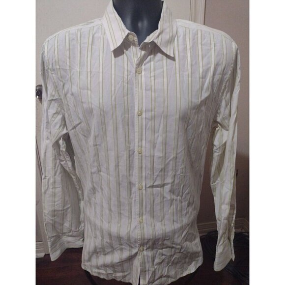 Paul Smith Men's White Green Striped 100% Cotton Casual Button Down Shirt 2XL - Picture 1 of 12